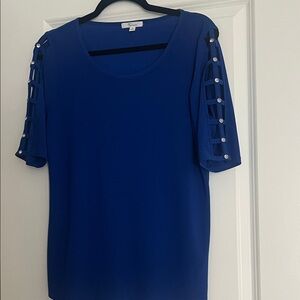 Lenox Cobalt Blue Short-Sleeve Ladder-Sleeve Top